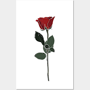 Flora Vignette : Red Rose Posters and Art